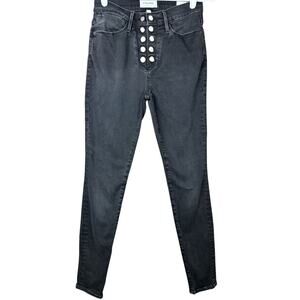 Frame Black Dark Wash Double Snap Fly ‘Le High Skinny’ High Rise Jeans Size 26